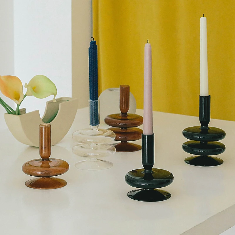 Retro Glass Candlestick Holder