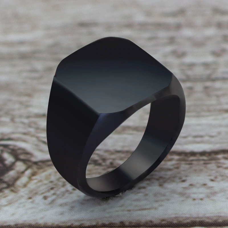 Black Minimalist Signet Ring