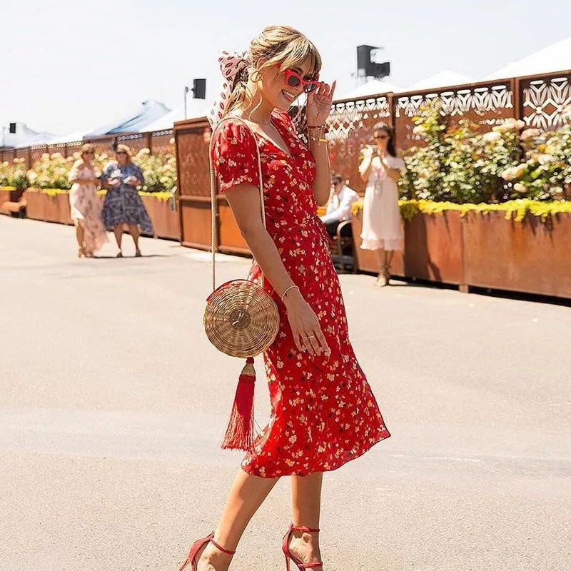 Fun Red Floral Dress