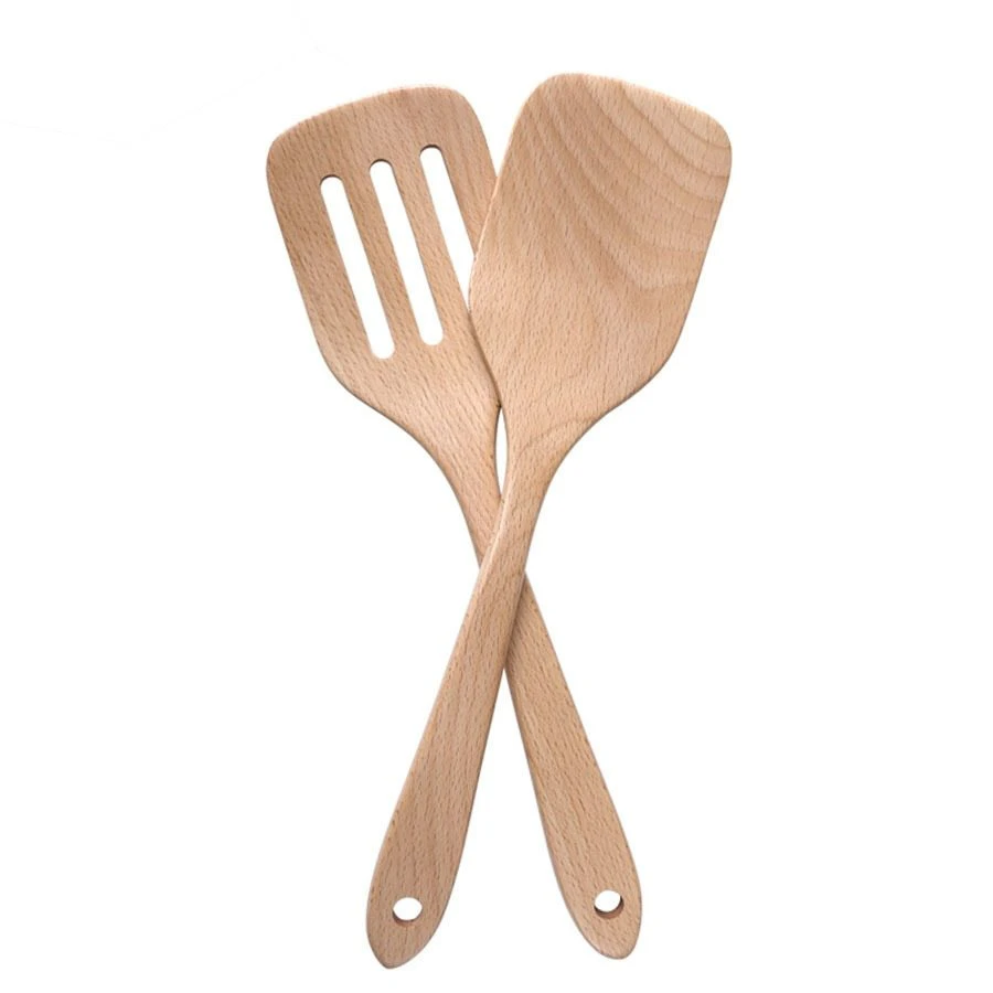 2pc Natural Beech Wood Spatula