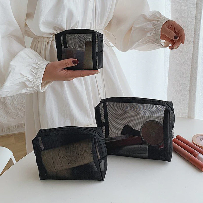 Black Mesh Cosmetic Bag