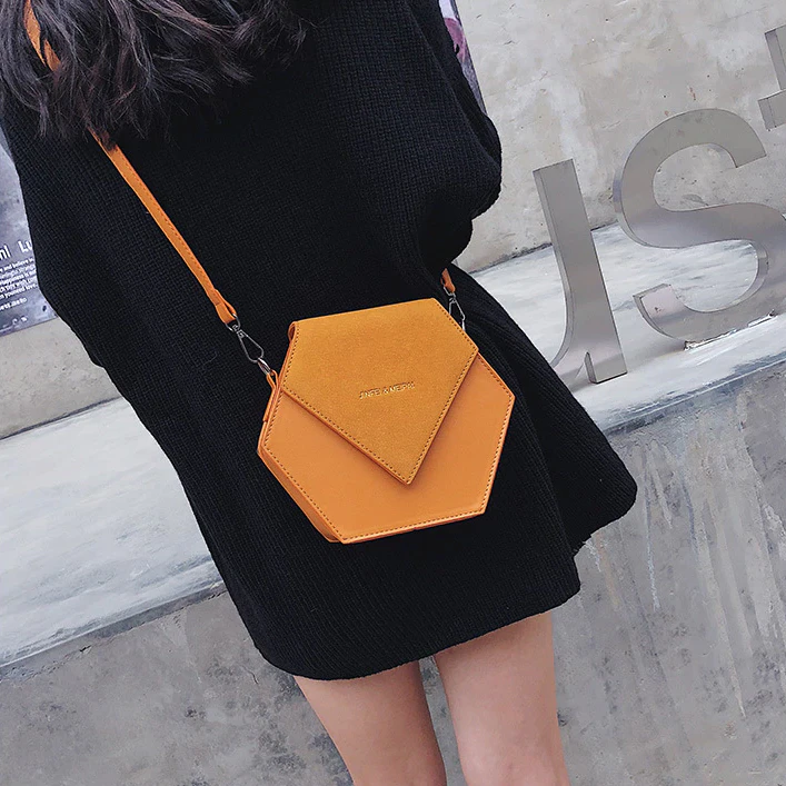 Hexagonal Suede Shoulder Bag