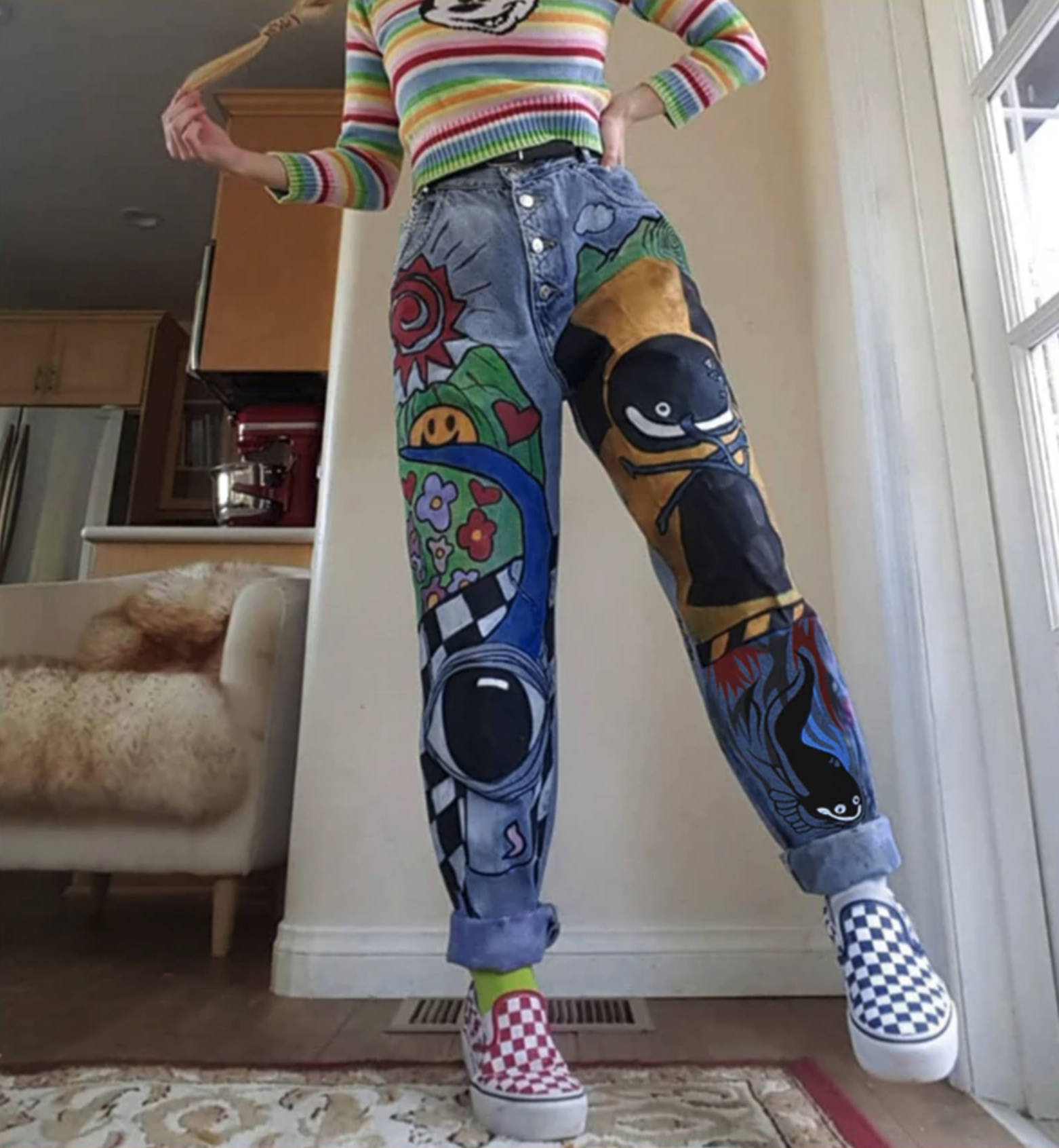Comic Sketch Print Jeans