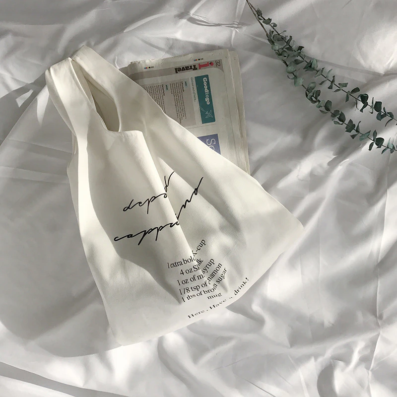 Cotton Script Print Tote