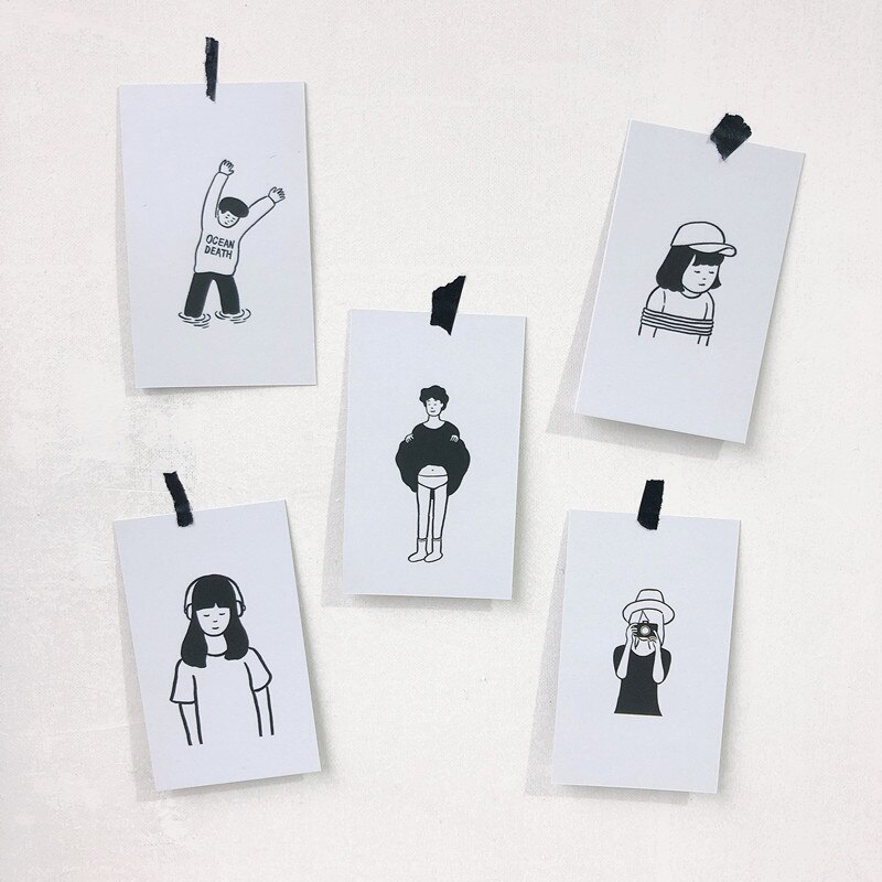 10pc Handdrawn Postcards