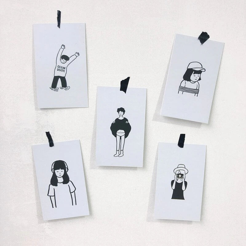 10pc Handdrawn Postcards