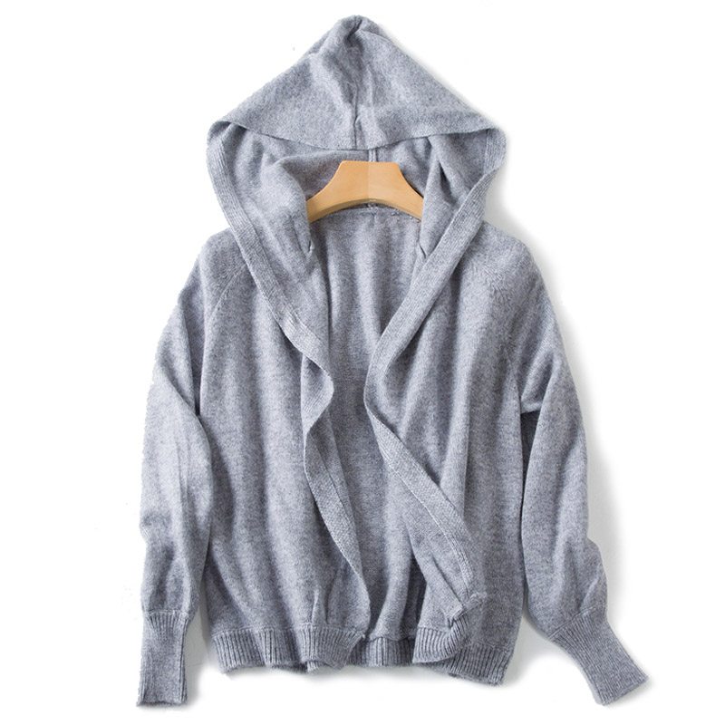 Oversize Hooded Cashmere Cardigan