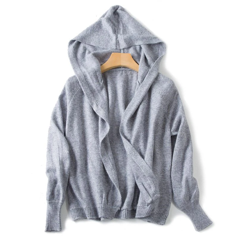 Oversize Hooded Cashmere Cardigan