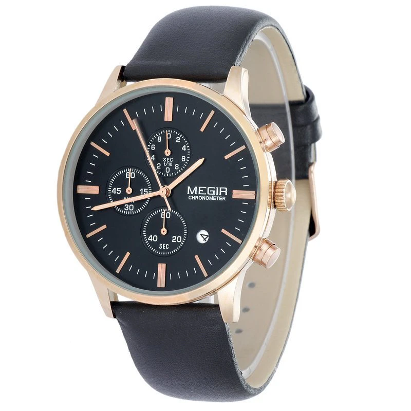 Megir 6 Hand Brushed Mens Dress Watch