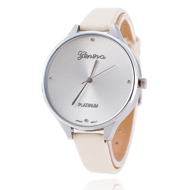 Women's Geneva Beige Leather Watch