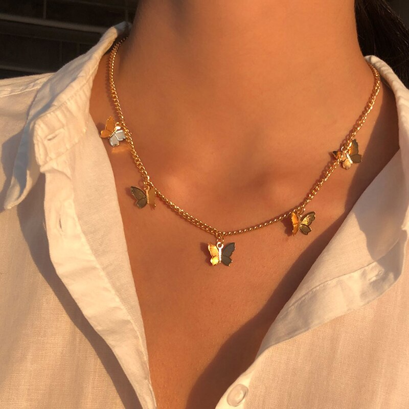 Gold Butterfly Chain Necklace
