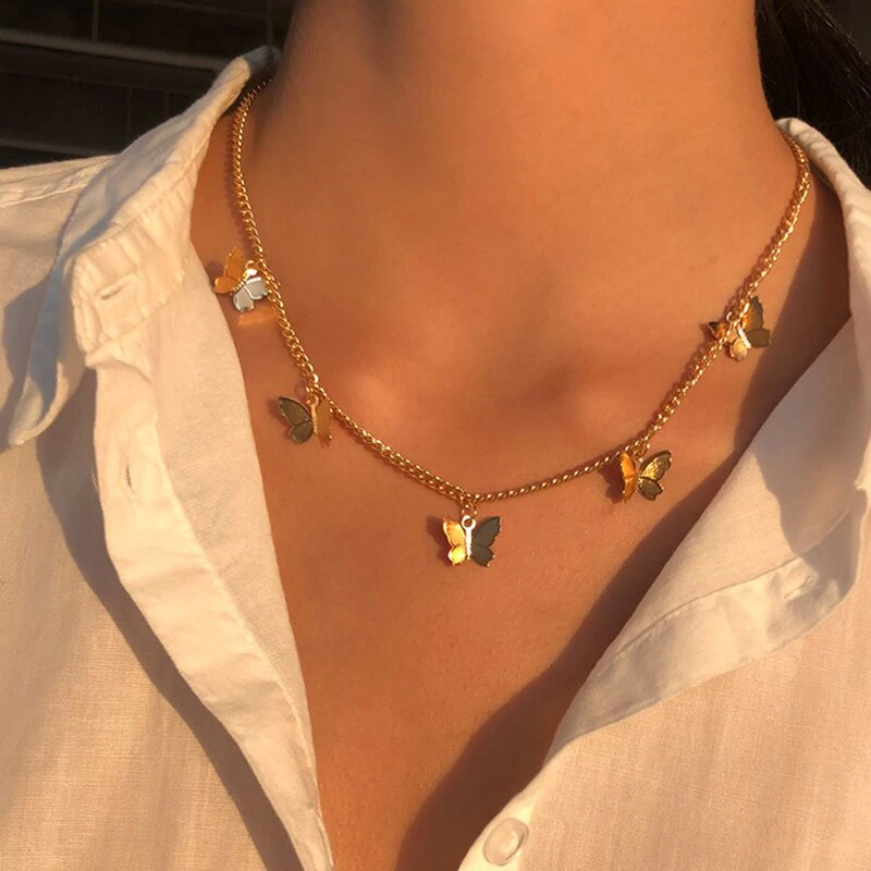 Gold Butterfly Chain Necklace