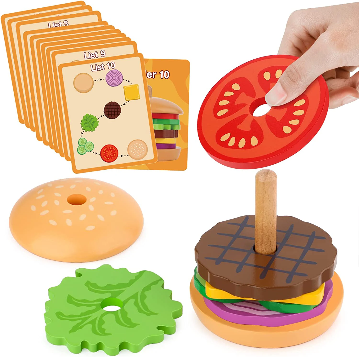 Wooden Burger Stacking Toy Set