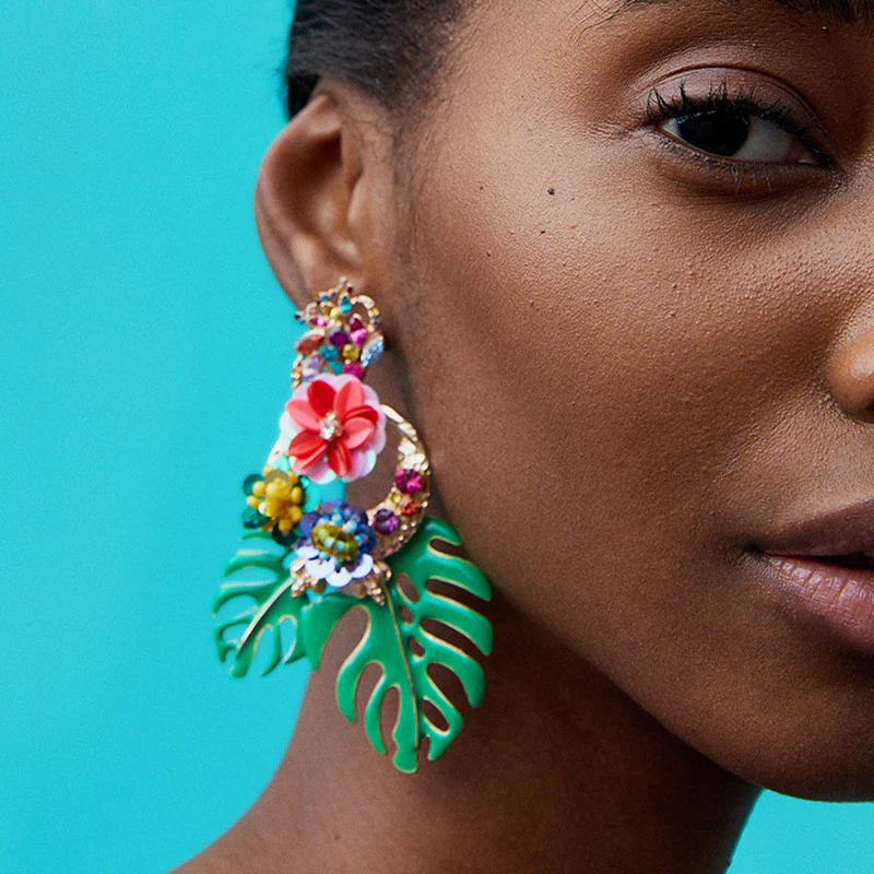 Monstera Drop Earrings
