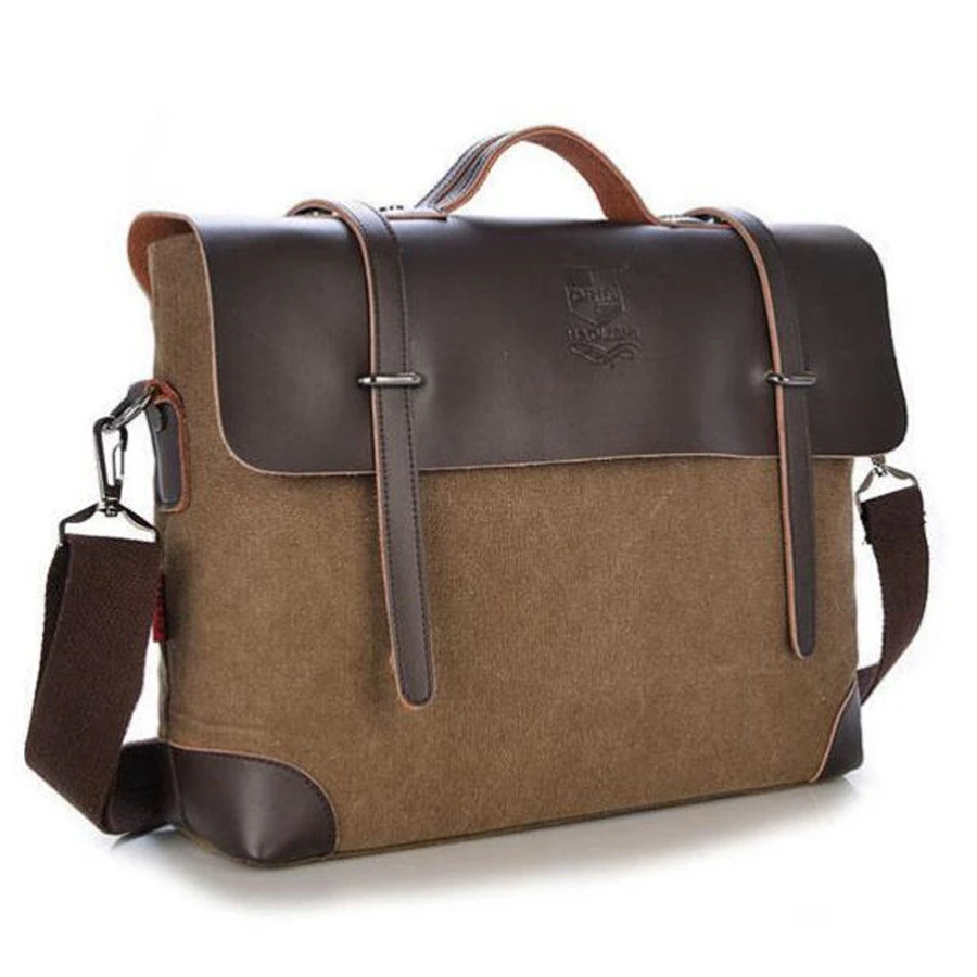 Leather Flap Laptop Messenger Bag