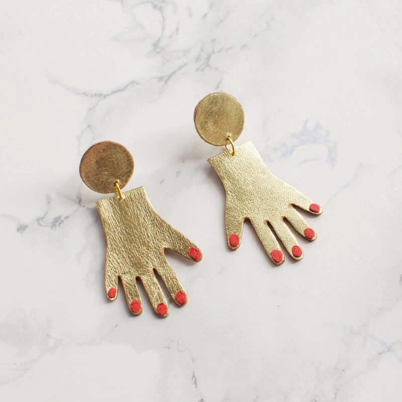 Tiny Gold Hands Earings