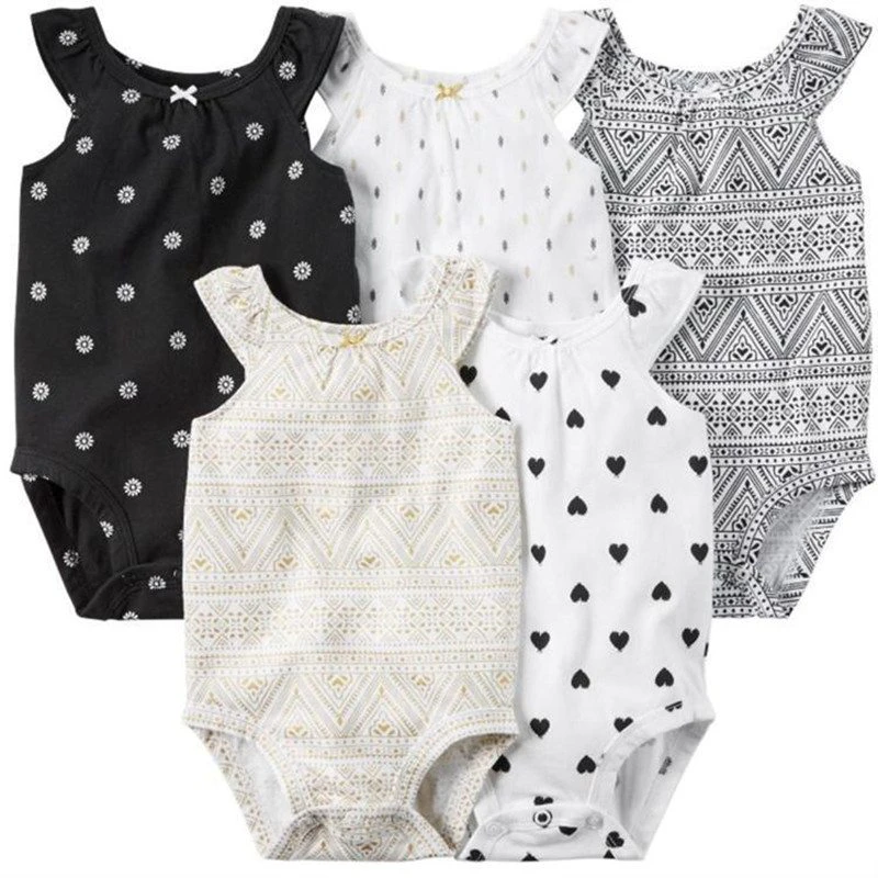 Patterned Baby Summer Bodysuit 5 Pack