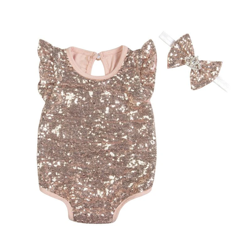 Sequin Romper with Bow