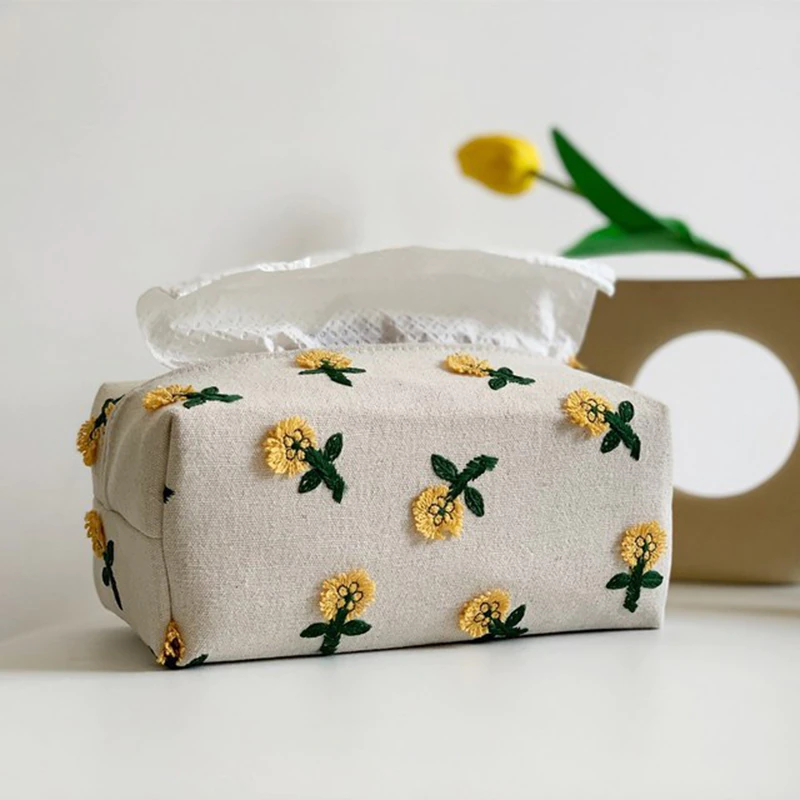 Embroidered Flower Tissue Case