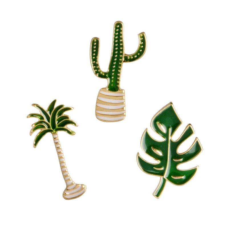 Coconut Cactus Leaf Brooches