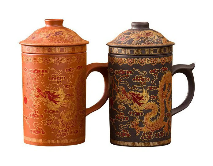 Painted Dragon Tea Mug with Lid