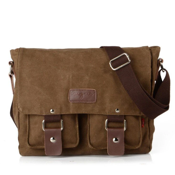 Leather Canvas Messenger Bag