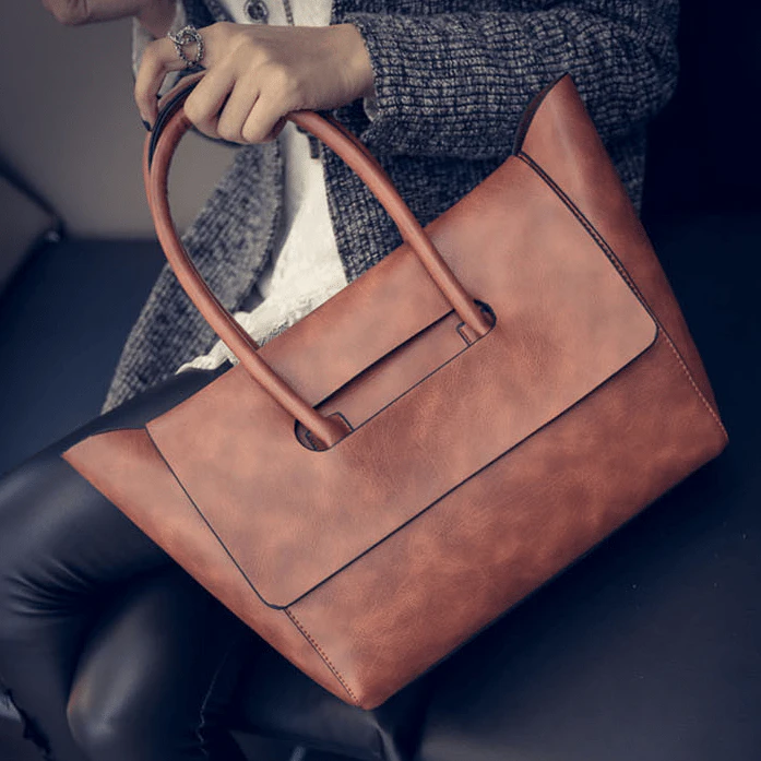 Large Leather Tote Handbag