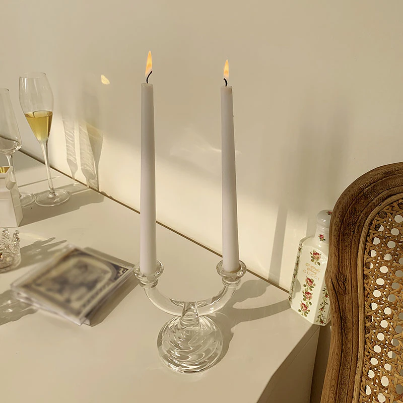 Clear Glass Candlestick Holder