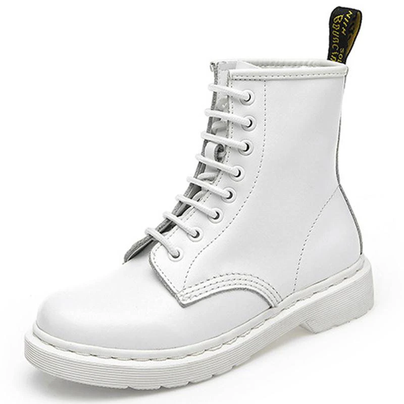White Leather Military Boots