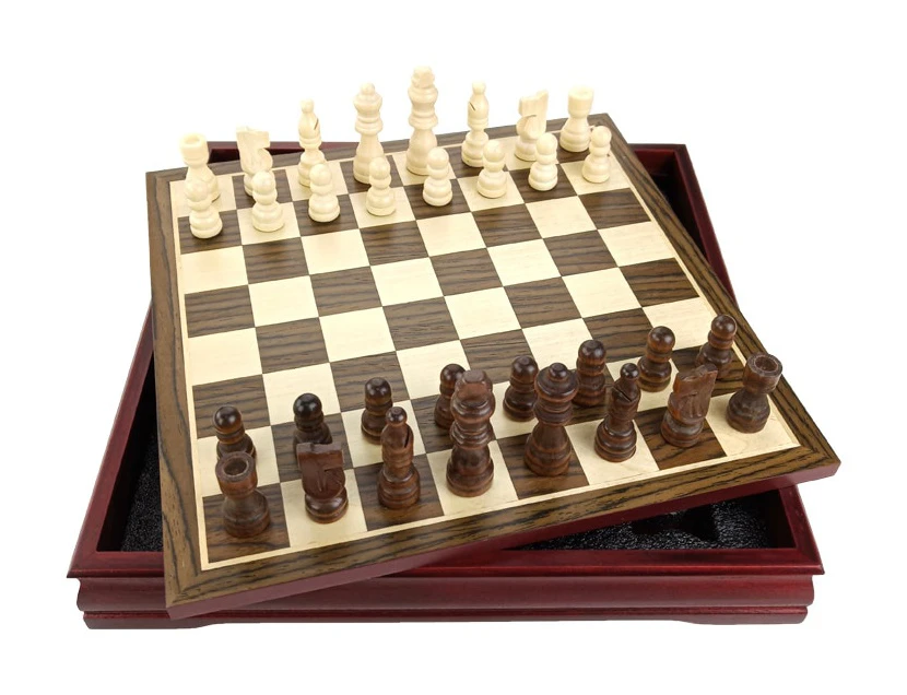 Wooden Coffee Table Chess Set