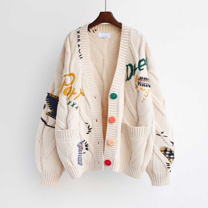 Graffiti Woven Knit Cardigan