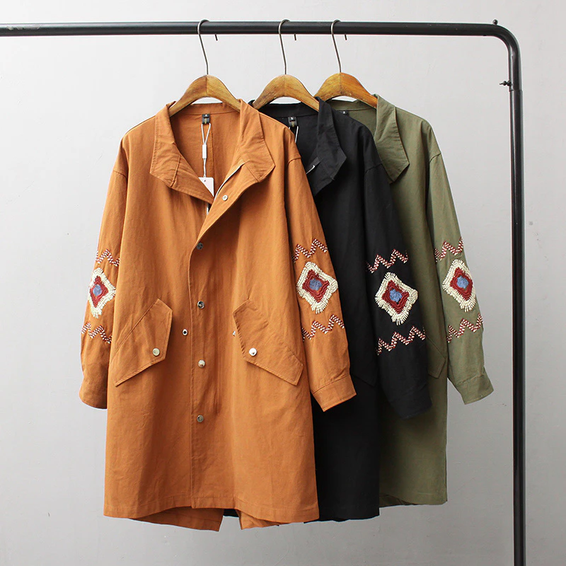 Embroidered trench coat