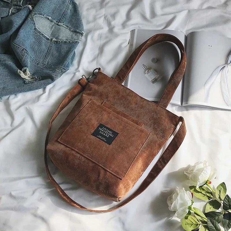 Corduroy Shoulder Messenger Bag