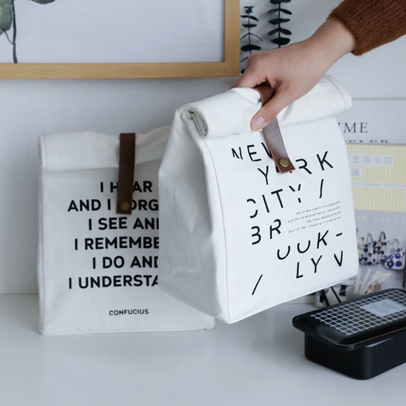 Canvas Roll Down Insulated Lunch Bag