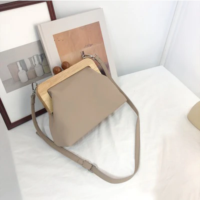 Wood Clip Soft PU Leather Clutch