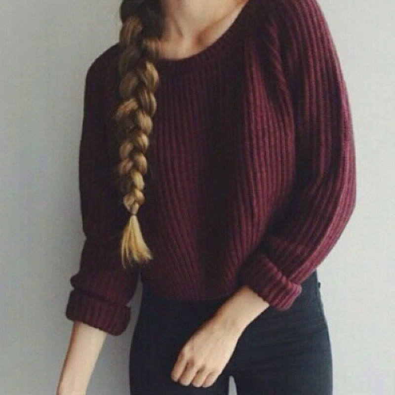 Burgundy Knitted Jumper