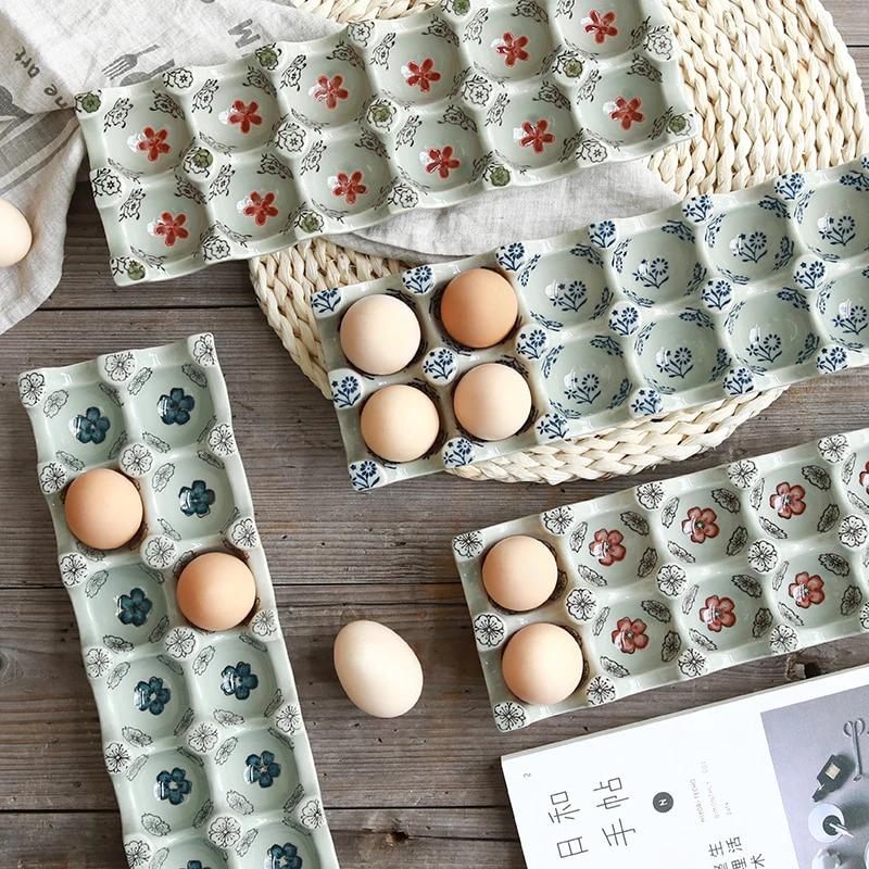 Painted Glaze Ceramic Egg Tray
