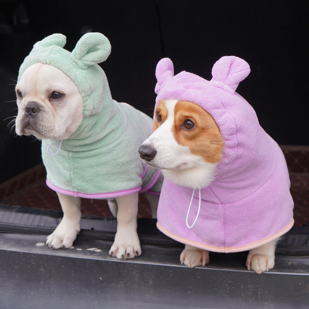 Cute Hooded Pet Bathrobe