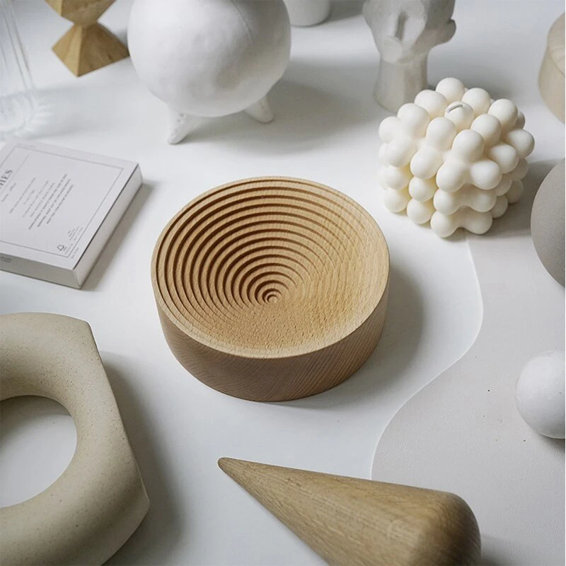 Carved Beech Wood Geometric Decor