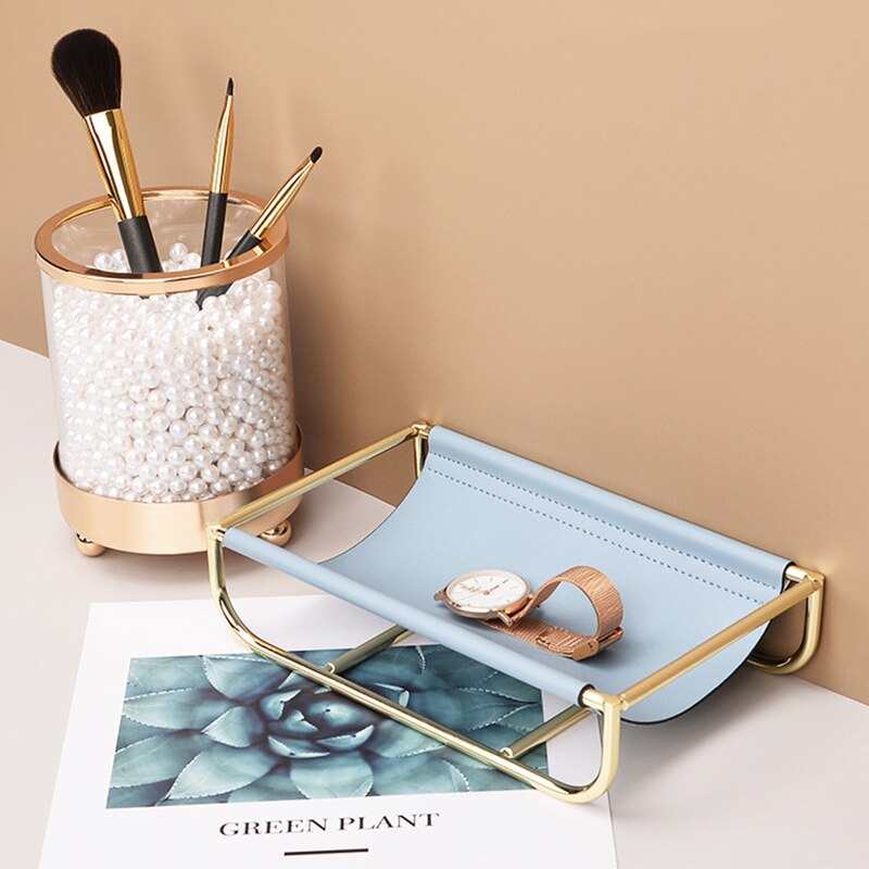 Rose Gold Leather Jewellery Tray