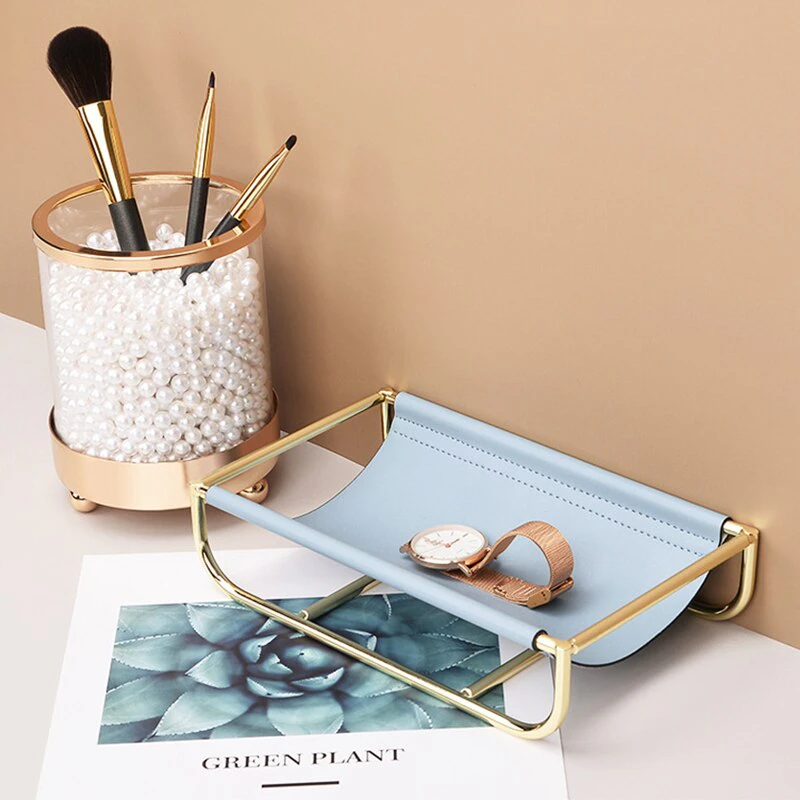 Rose Gold Leather Jewellery Tray