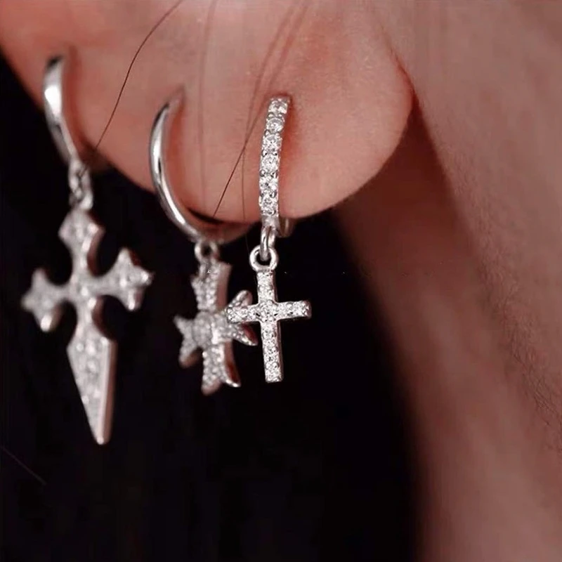Sterling Silver Dangle Diamond Cross