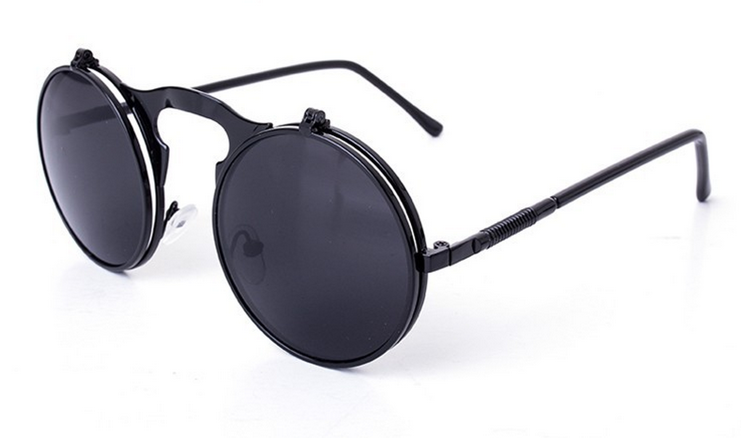 Black On Black Retro Flip Sunglasses