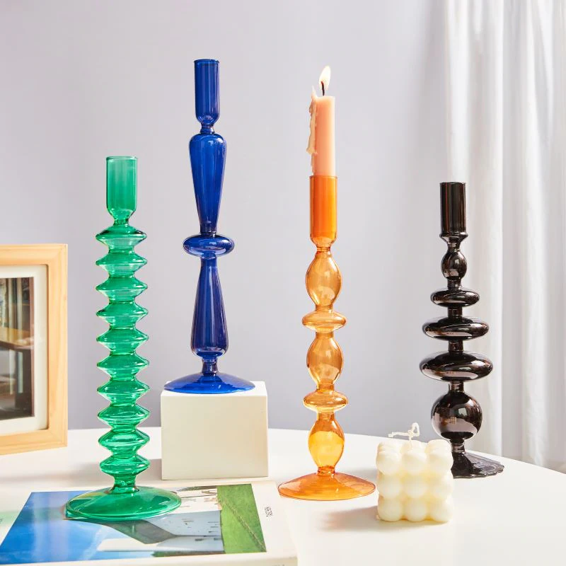 Colourful Vintage Glass Candlestick