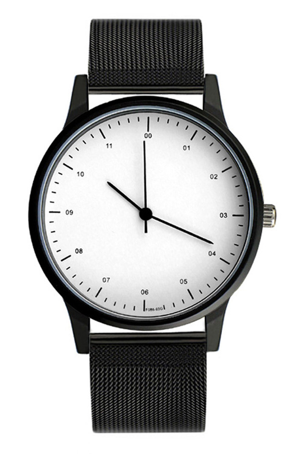 Steel Band Black And White Essentials Watch