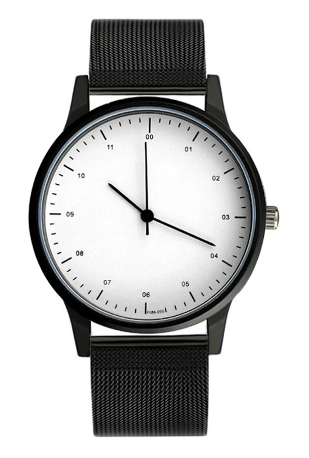 Steel Band Black And White Essentials Watch