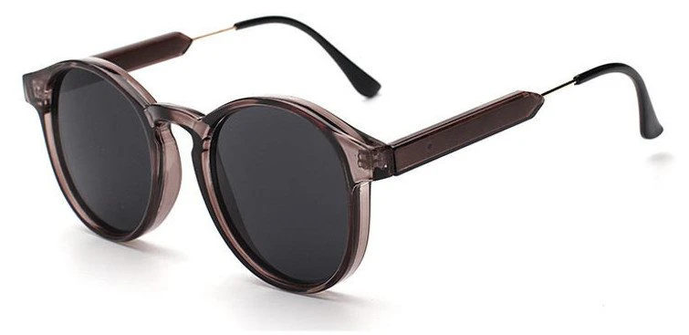 Thick Smokey Gray Round Sunglasses