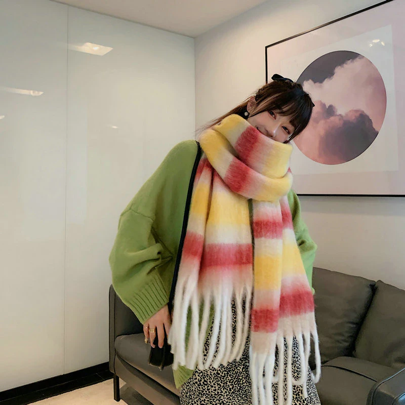 Oversized Striped Scarf