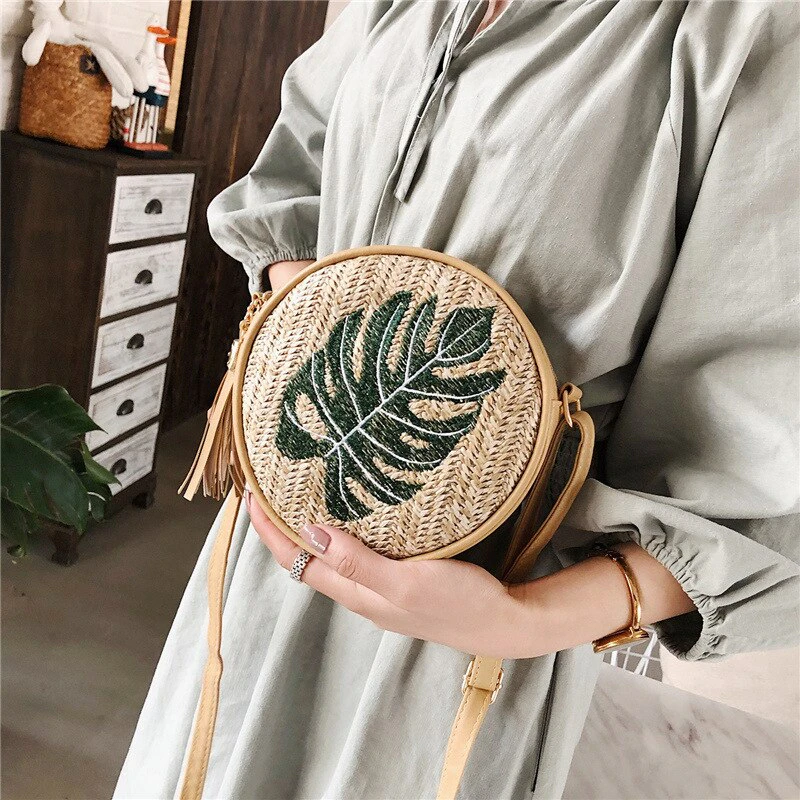 Monsterra Rattan Crossbody Bag