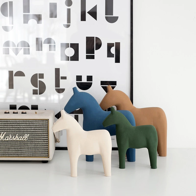 Painted Wooden Horse Home Decor